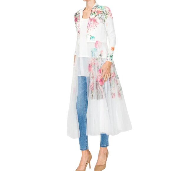 ORIGAMI FASHION Victorian Lace Tulle Floral Print Cardigan Duster S-XXL NWT - Picture 4 of 6